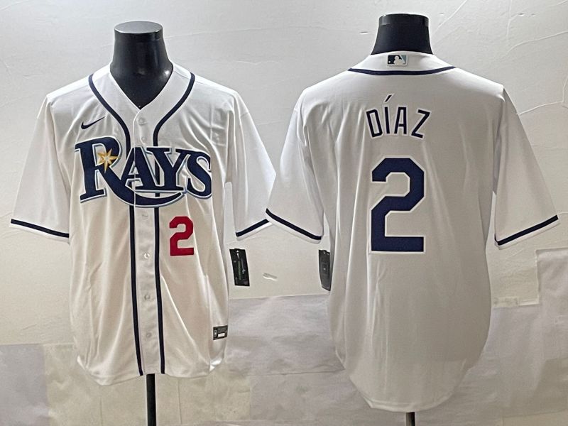 Men 2025 Tampa Bay Rays 2 Diaz White Game Nike MLB Jersey style 3